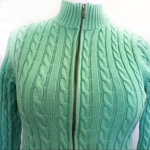 LLBean Women's Double L Cotton, Zip Front Cardigan - Size Medium - Picture 2 of 6